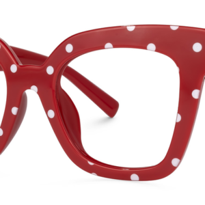 Mantsɛ Plastic Square Frame Red Poka Dots With Anti-Blue Light Lens