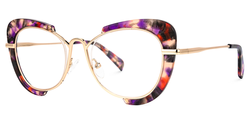 Mantsɛ Cateye Mixed Frame Floral with Anti-Blue Light Lens